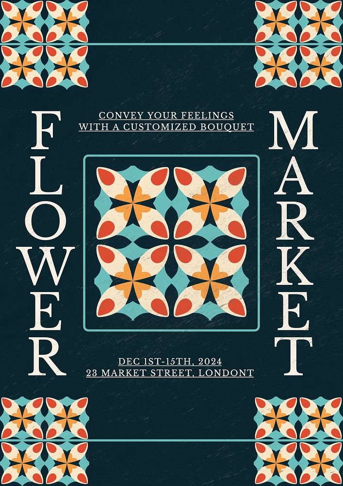 Flower market poster template