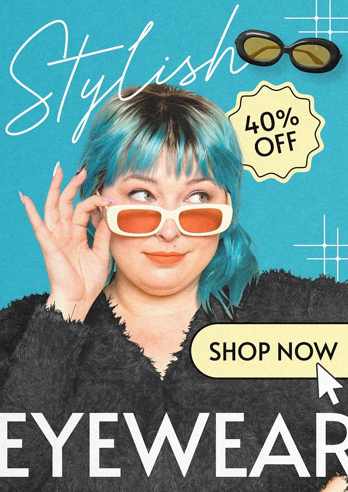 Glasses fashion sale poster template