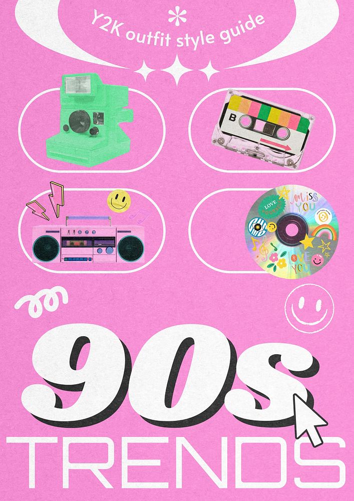90s fashion trends poster template