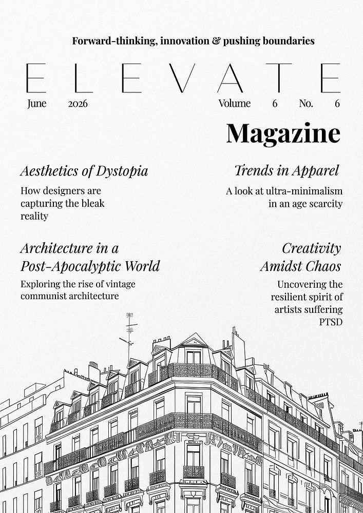 Elevate art magazine book cover template