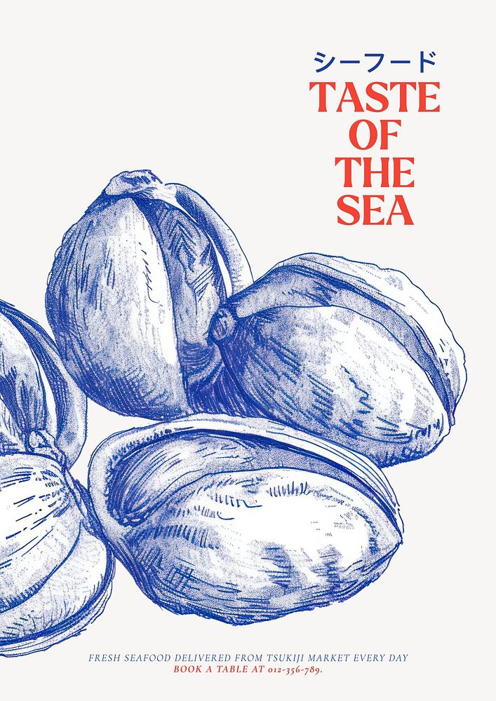 Seafood restaurant poster template