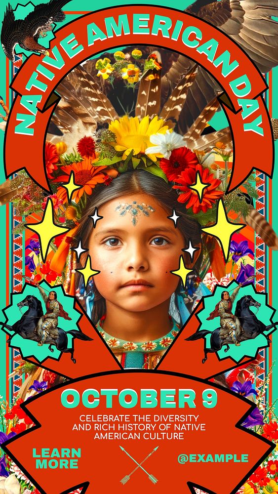 Native American day Facebook story template
