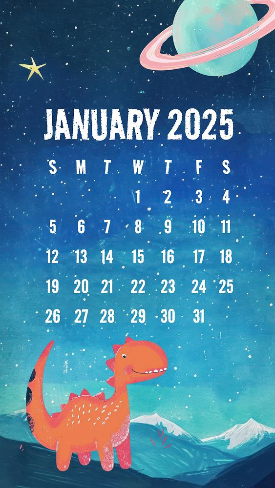 January 2025 calendar mobile wallpaper template