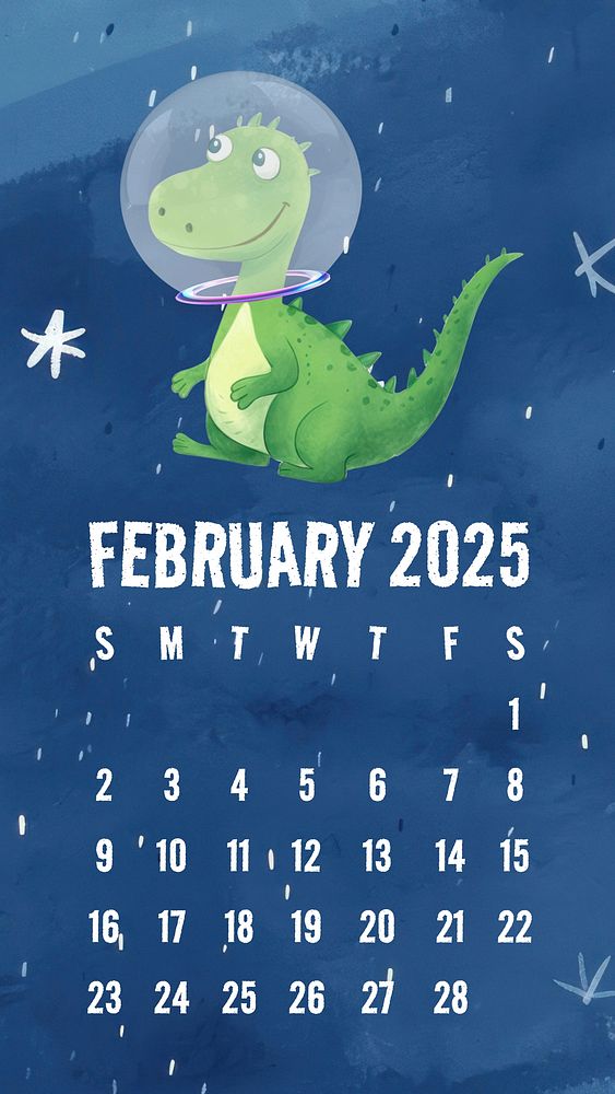 February 2025 calendar mobile wallpaper template