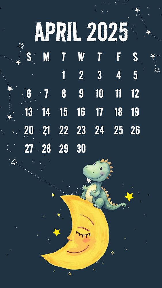 April 2025 calendar mobile wallpaper template