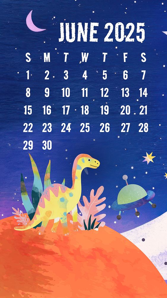 June 2025 calendar mobile wallpaper template