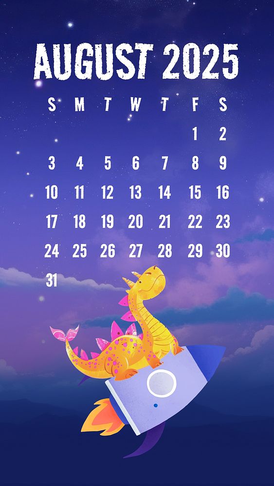 August 2025 calendar mobile wallpaper template