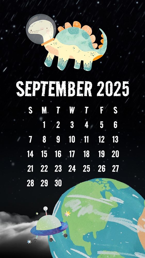 September 2025 calendar mobile wallpaper template