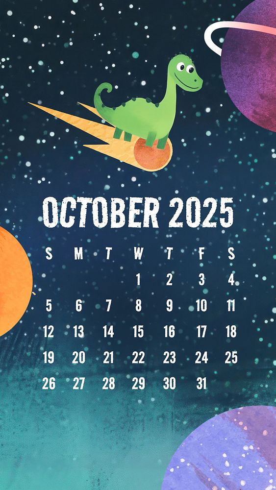 October 2025 calendar mobile wallpaper template