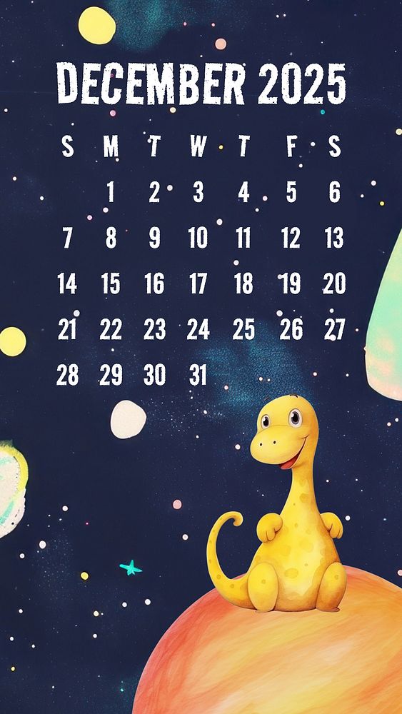 December 2025 calendar mobile wallpaper template