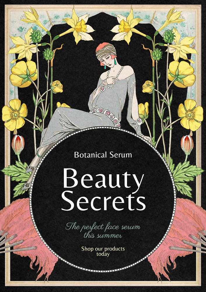 Beauty secrets poster template
