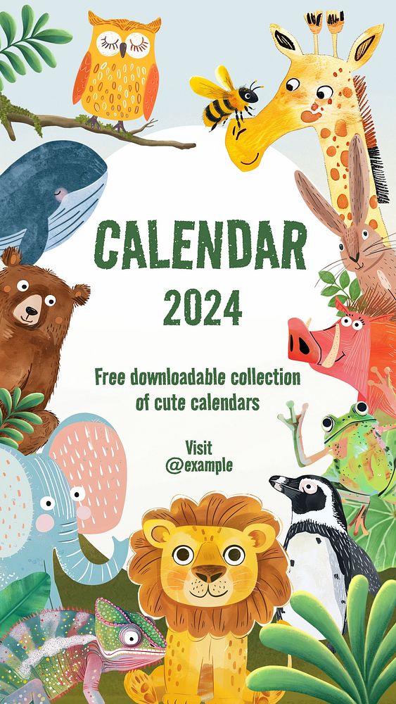 2024 Calendar mobile wallpaper template