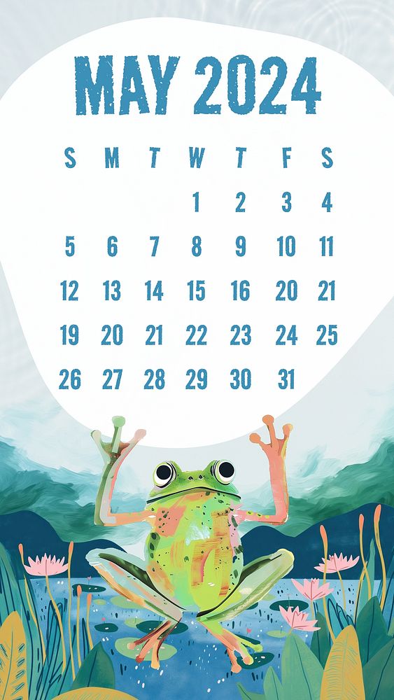May 2024 calendar mobile wallpaper template