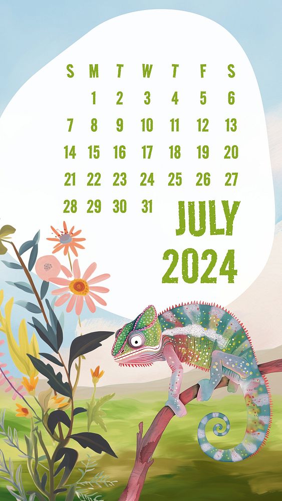 July 2024 calendar mobile wallpaper template