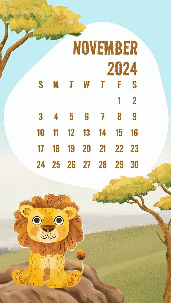 November 2024 calendar mobile wallpaper template