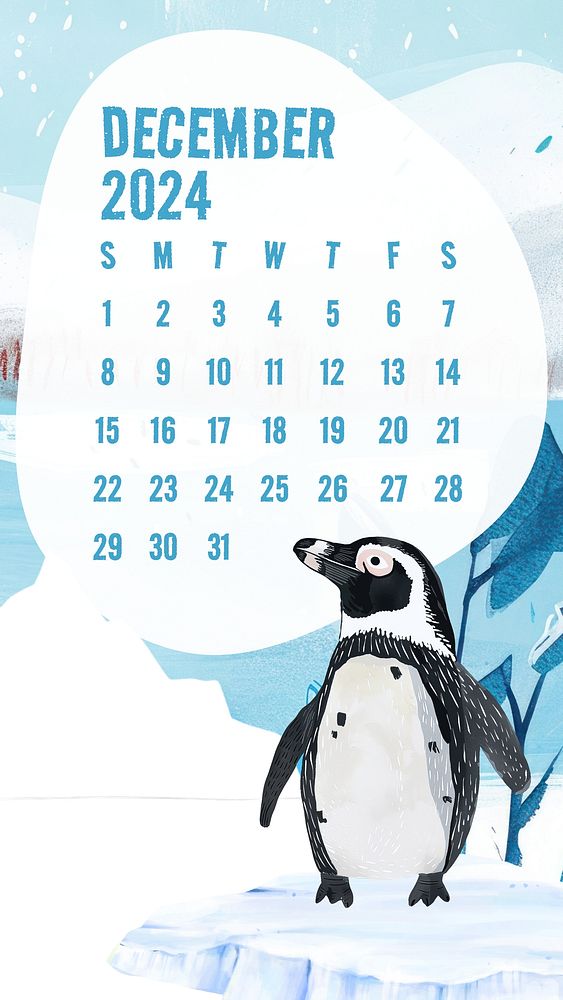 December 2024 calendar mobile wallpaper template