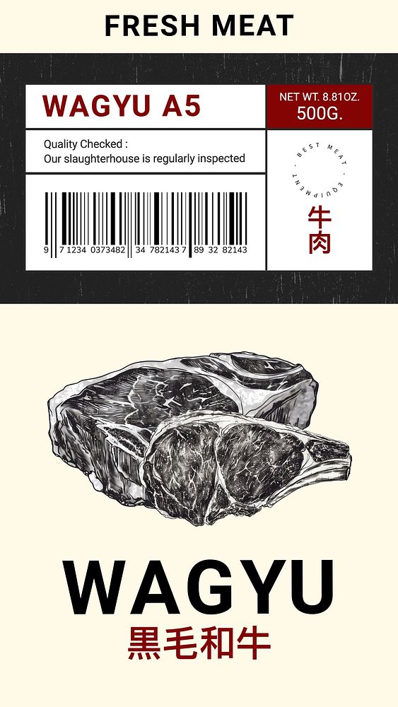 Wagyu beef label template