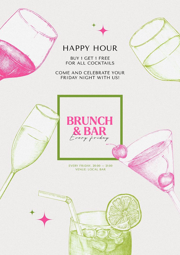 Happy hour poster template