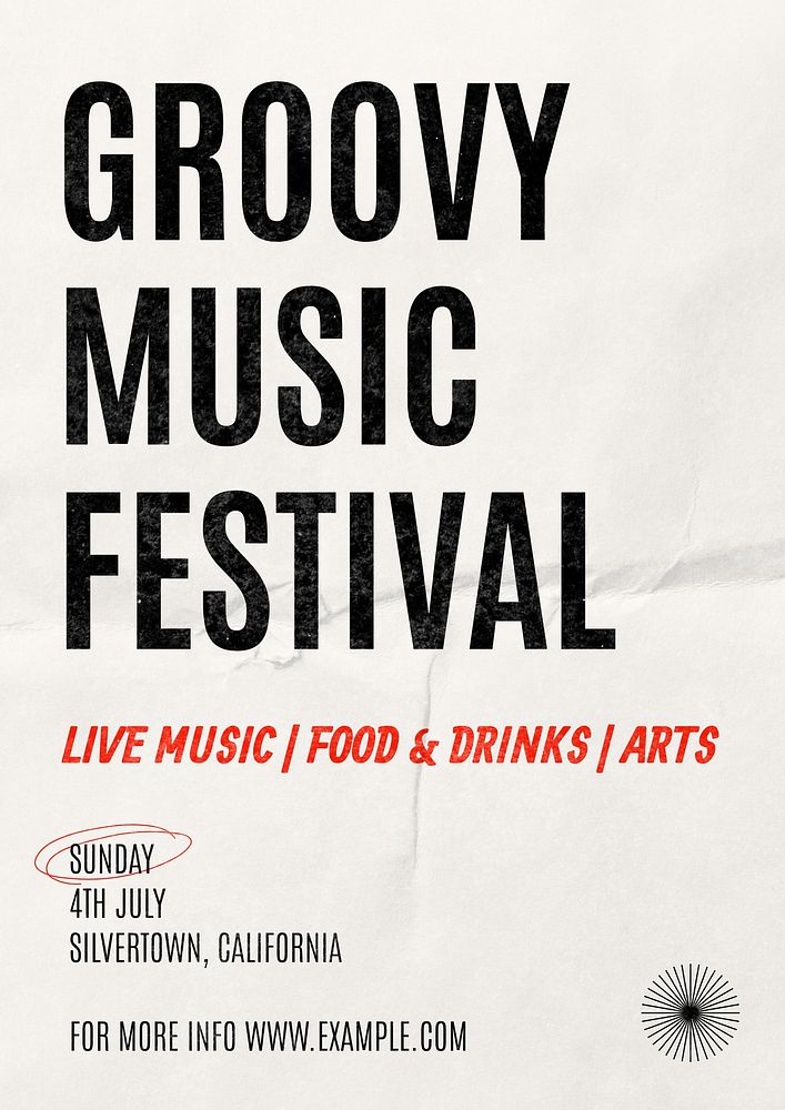 Groovy music festival poster template