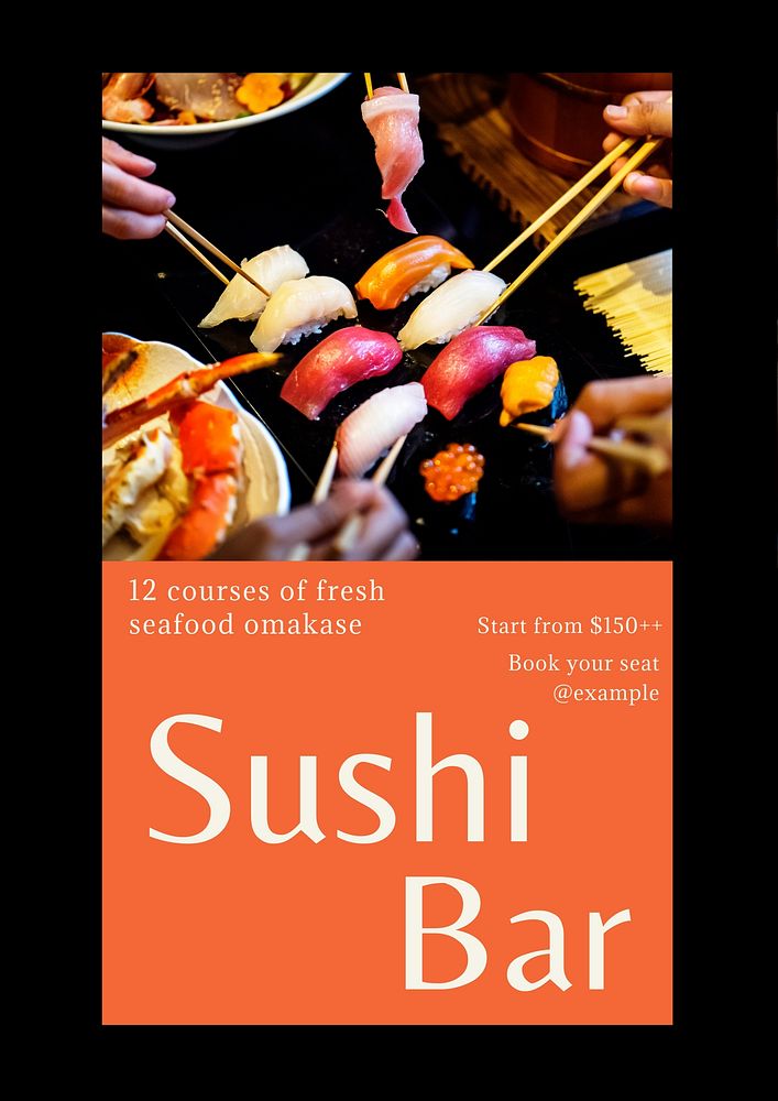 Sushi bar poster template and design