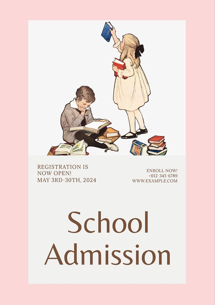 School admission poster template