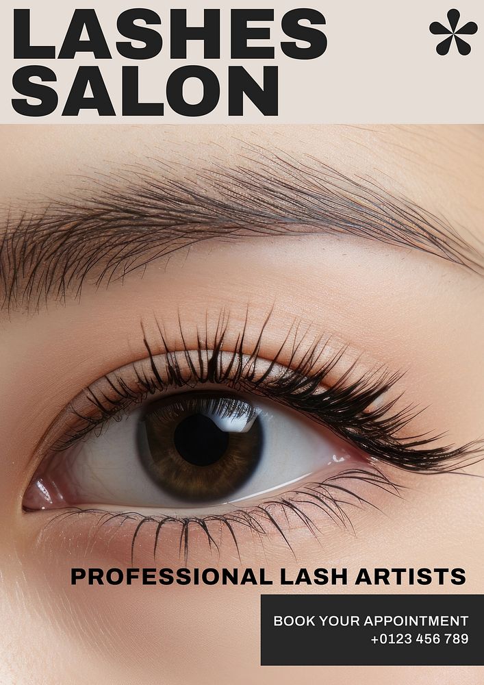 Eyelashes salon poster template