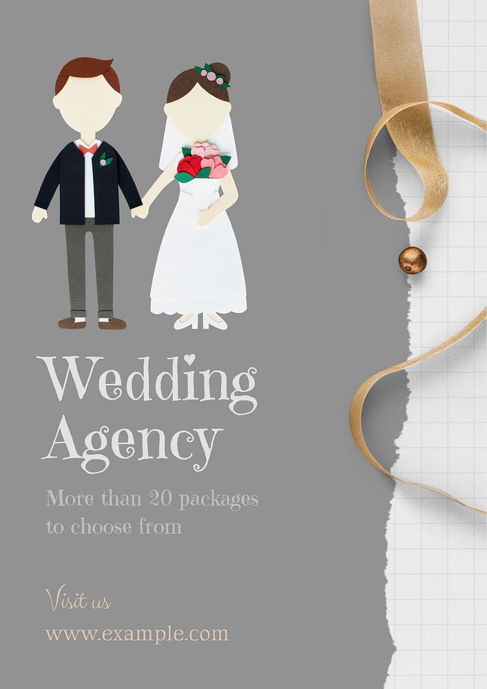 Wedding agency  poster template and design