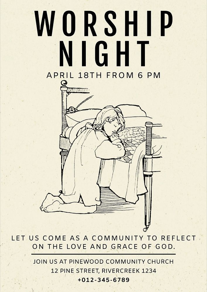 Worship night poster template