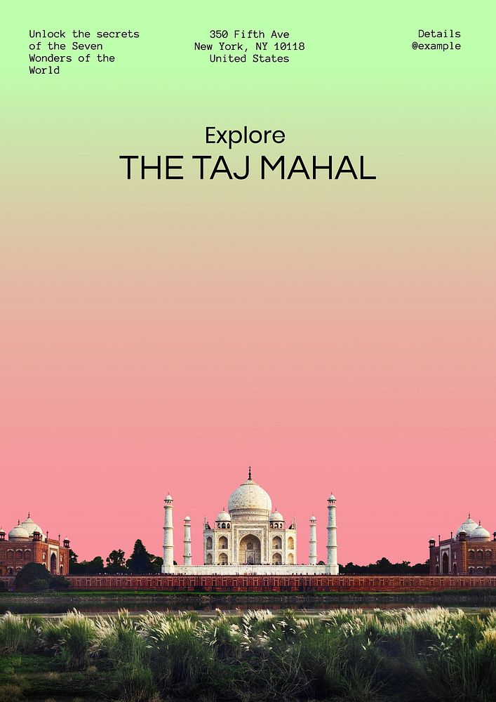 Taj Mahal, India poster template