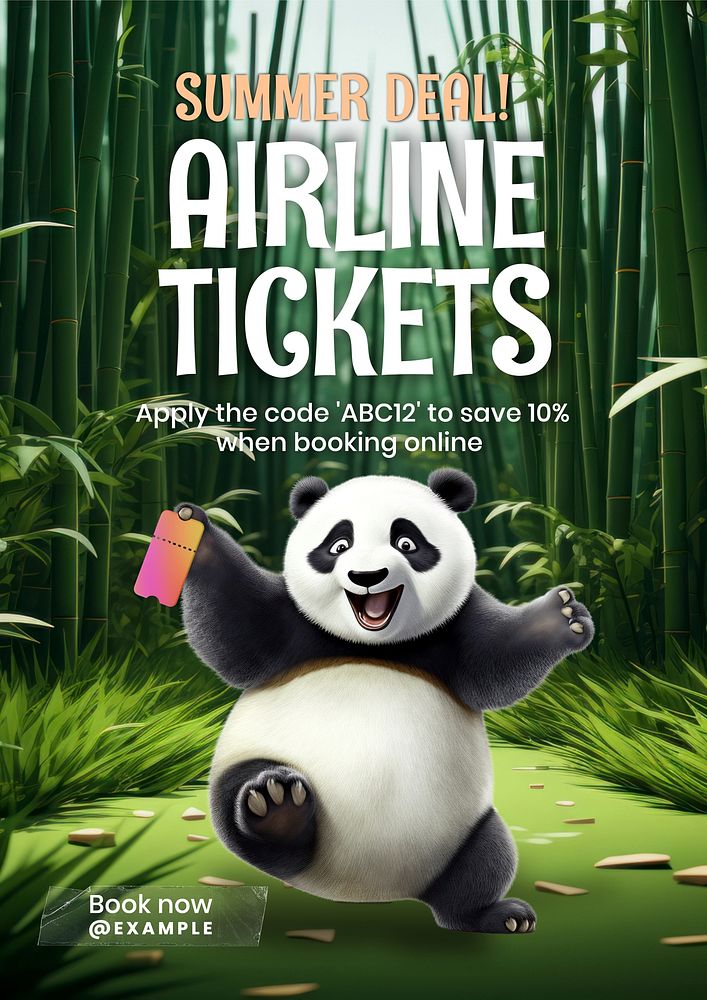 Airline tickets deal poster template