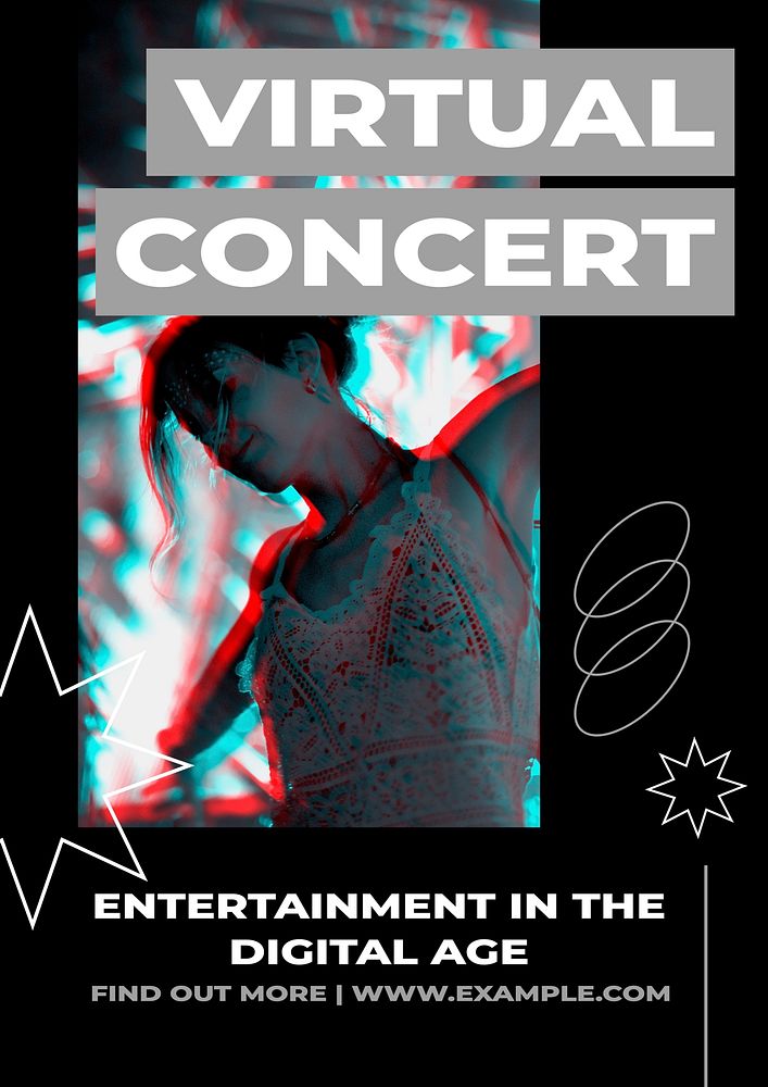 Virtual concert  poster template and design