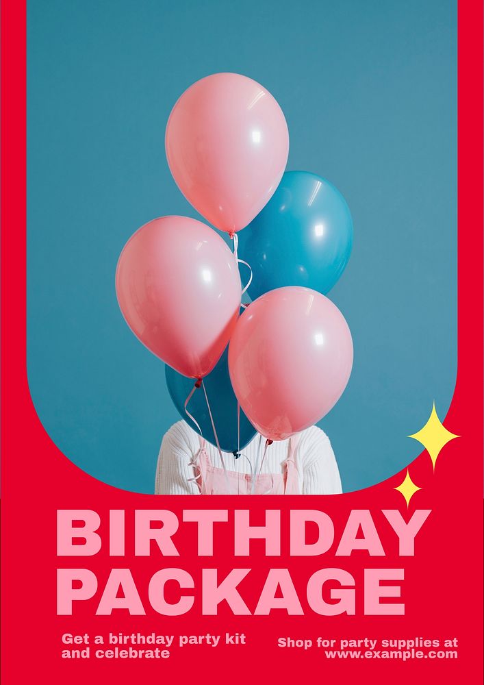 Birthday party supplies poster template
