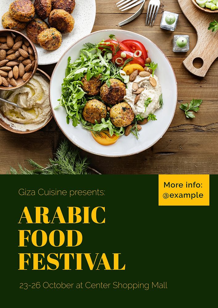 Arabic food festival poster template and design