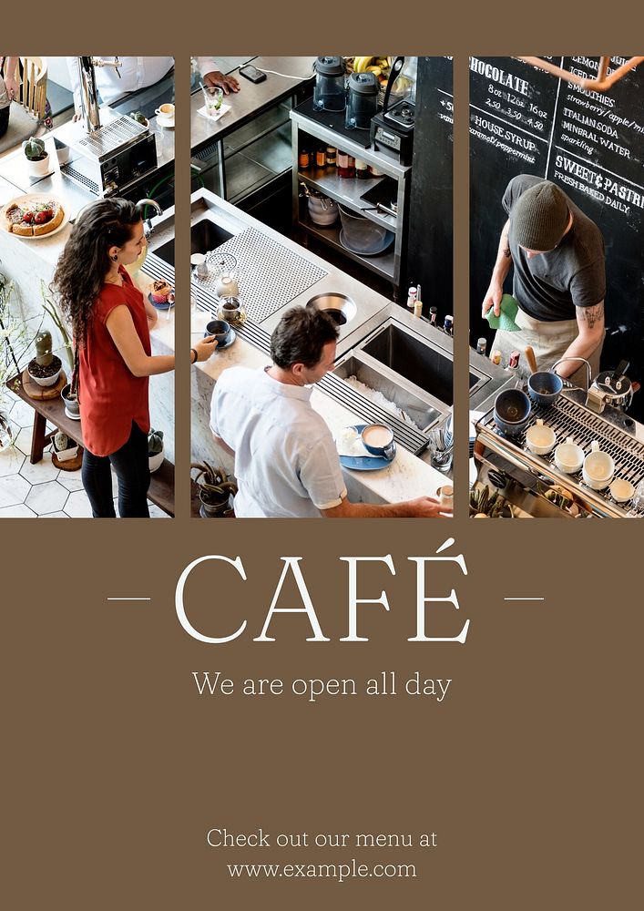 Cafe open  poster template