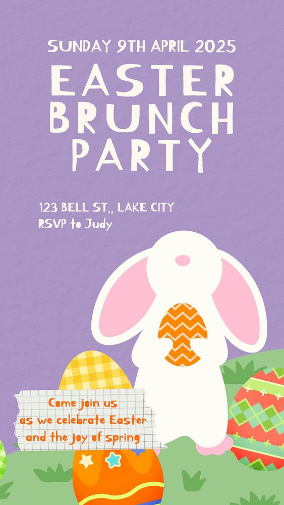 Easter brunch party Facebook story template  