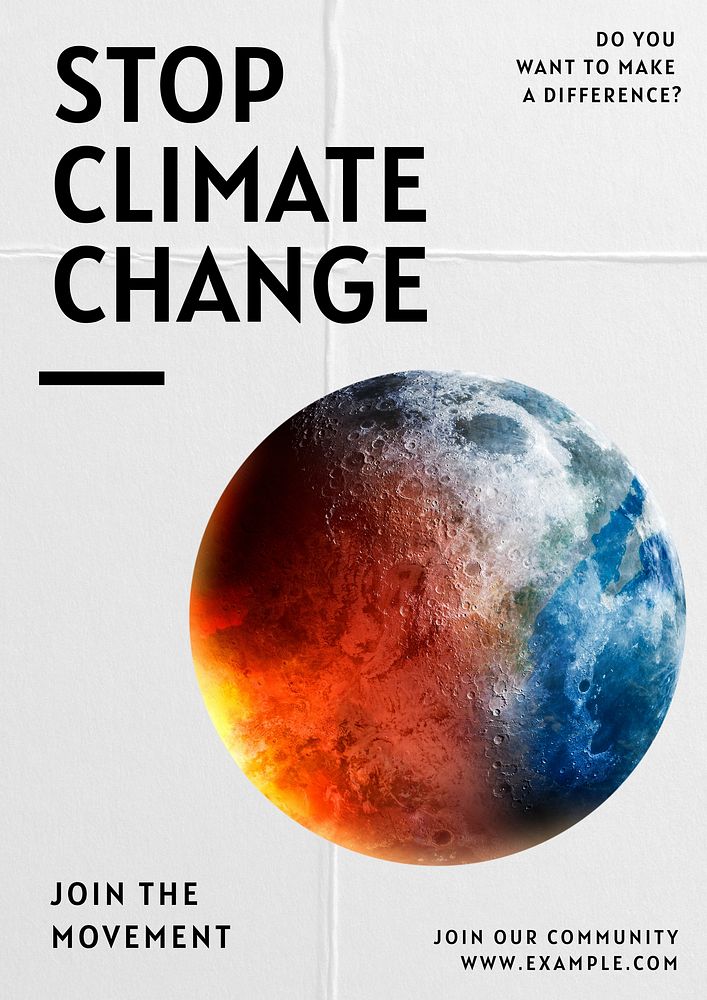 Stop climate change poster template and design