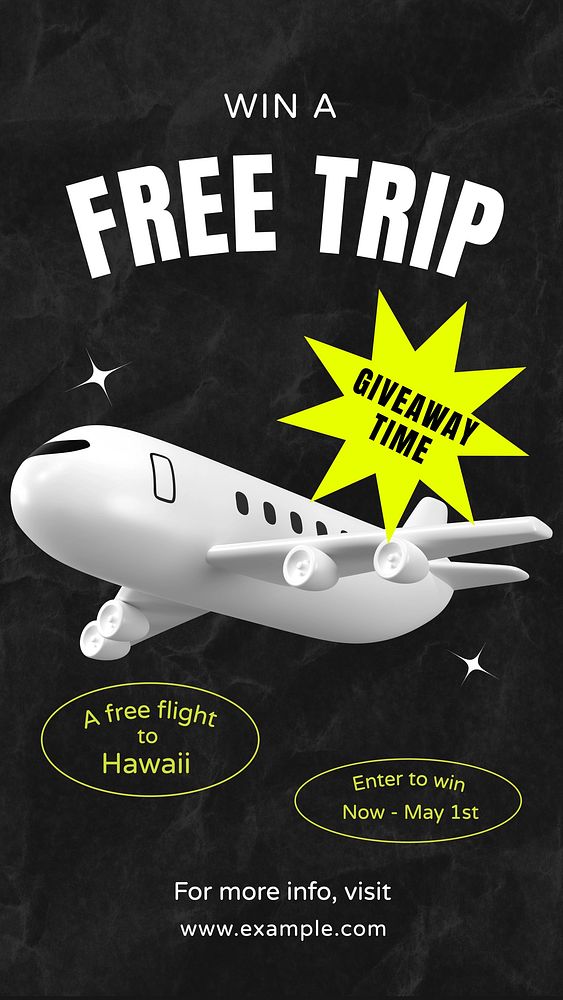 Free trip, giveaway Facebook story template