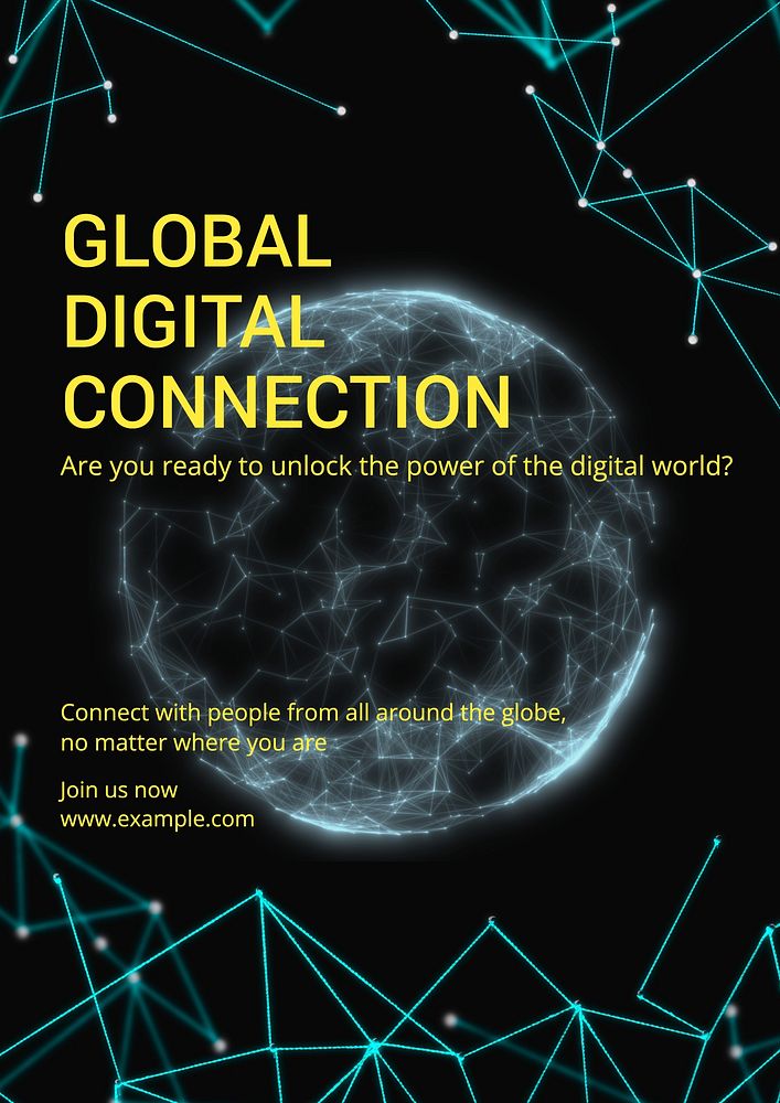 Global digital connection poster template