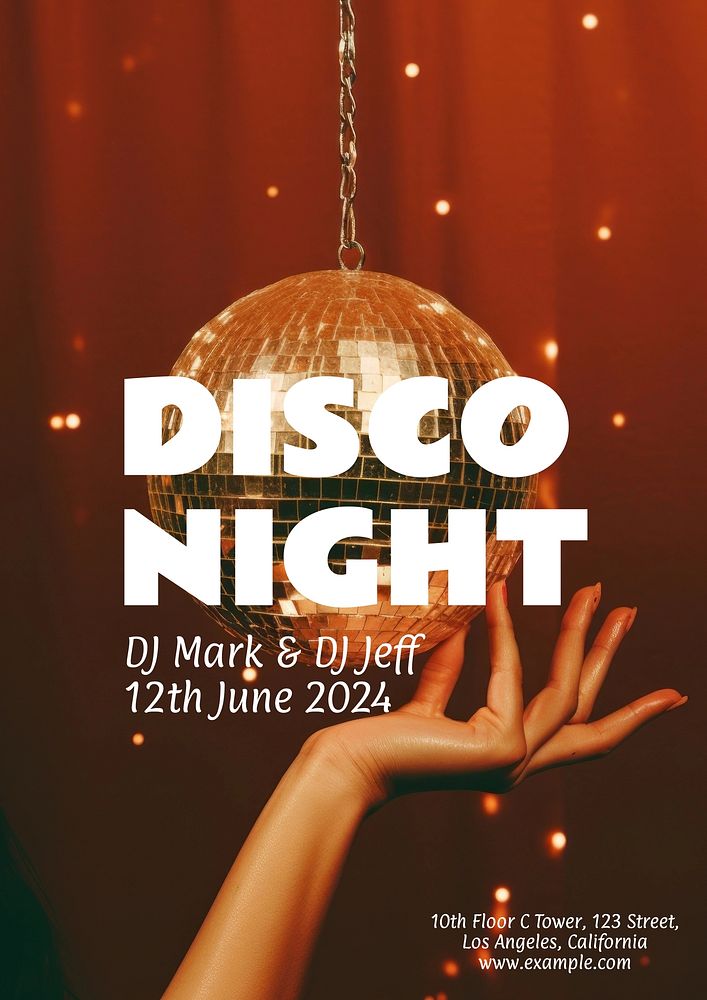 Disco night poster template