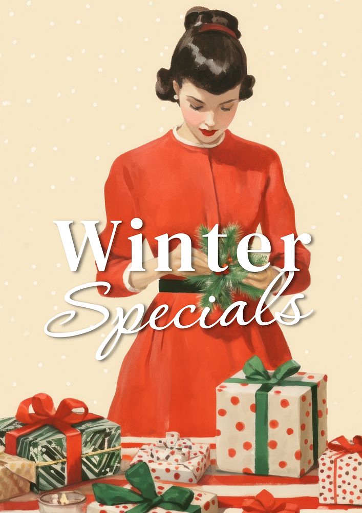 Winter specials poster template