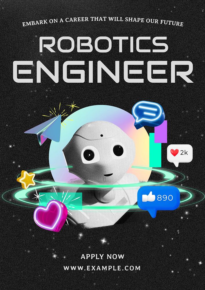 Robotics engineer poster template and design