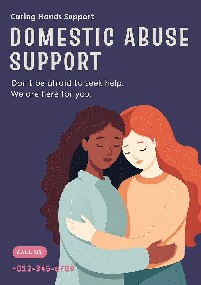 Domestic abuse support poster template and design