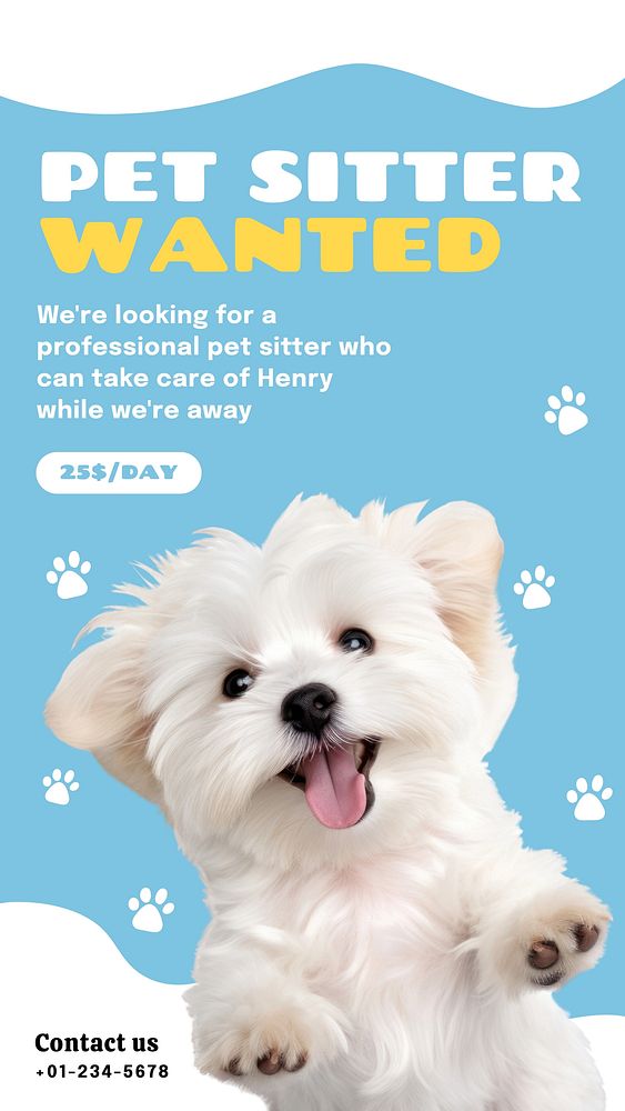 Pet sitter wanted Instagram story template