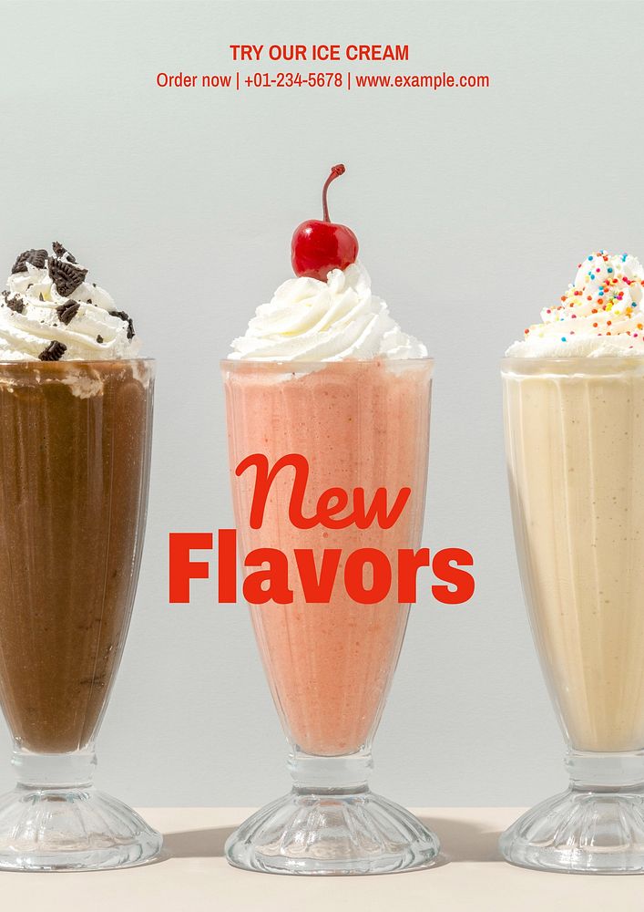 New flavors  poster template and design