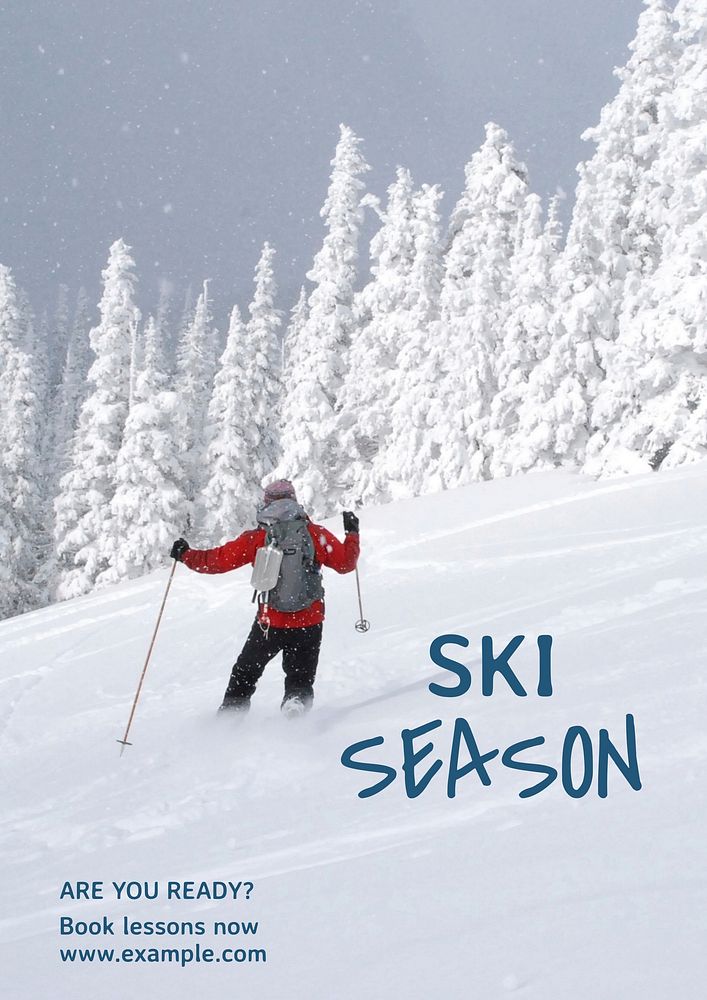 Ski lesson poster template and design