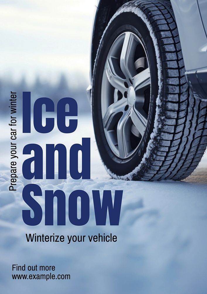 Winter tire driving poster template