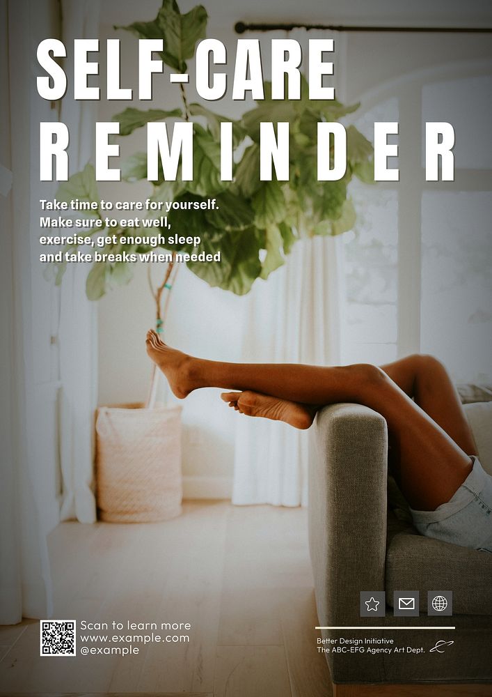 Self care reminder poster template