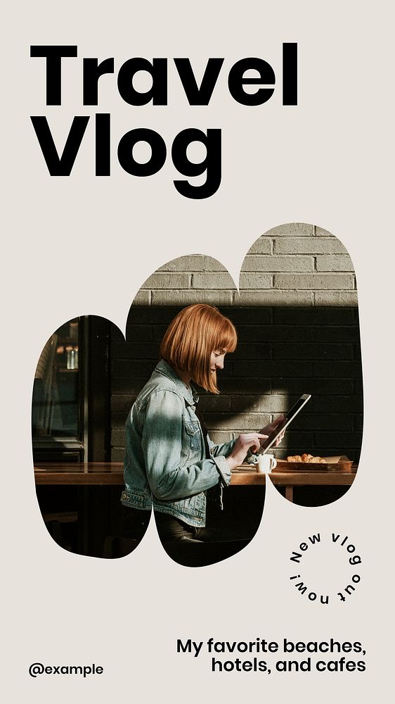Travel vlog social story template,  Instagram design 
