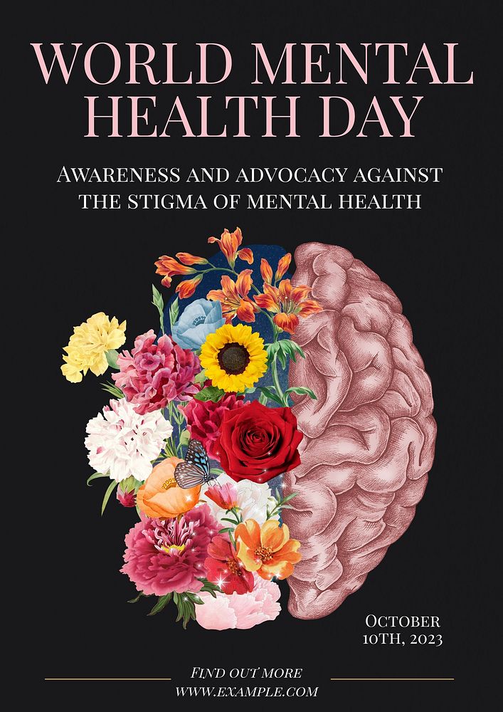 Mental health day poster template and design