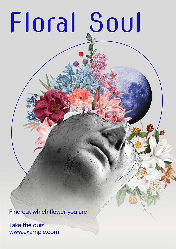 Floral soul quiz poster template